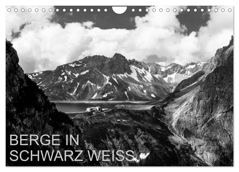 BERGE IN SCHWARZ WEISS (Wandkalender 2027 DIN A4 quer) CALVENDO Monatskalender