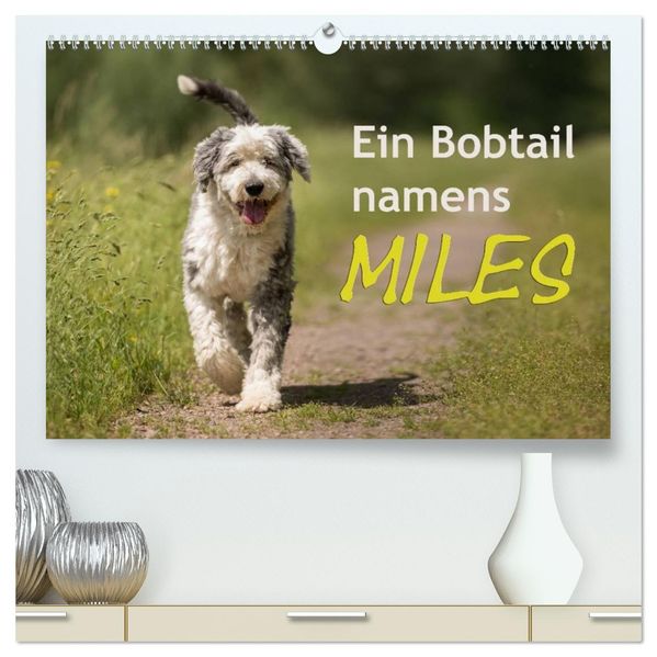 Ein Bobtail namens Miles (hochwertiger Premium Wandkalender 2027 DIN A2 quer) Kunstdruck in Hochglanz