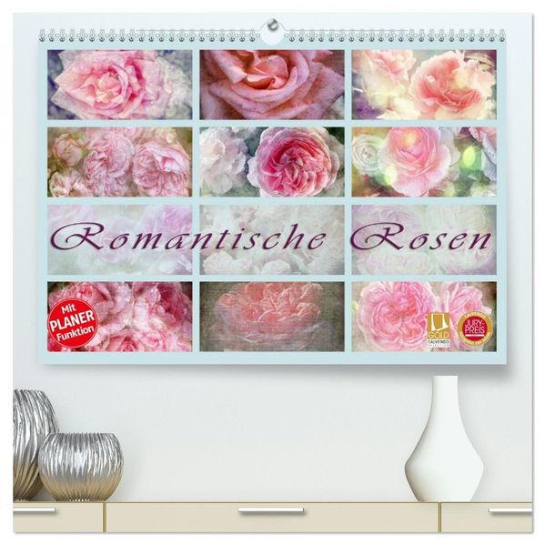 Romantische Rosen (hochwertiger Premium Wandkalender 2027 DIN A2 quer) Kunstdruck in Hochglanz