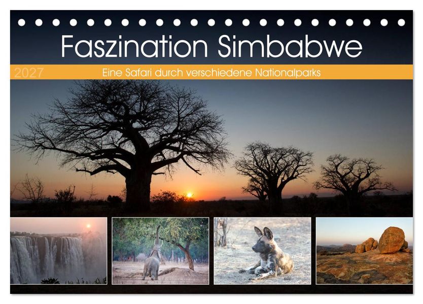 Faszination Simbabwe (Tischkalender 2027 DIN A5 quer) CALVENDO Monatskalender