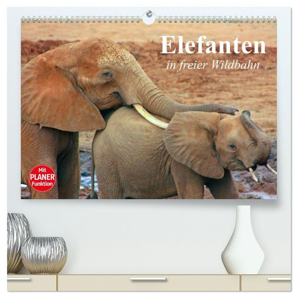 Elefanten in freier Wildbahn (hochwertiger Premium Wandkalender 2027 DIN A2 quer) Kunstdruck in Hochglanz