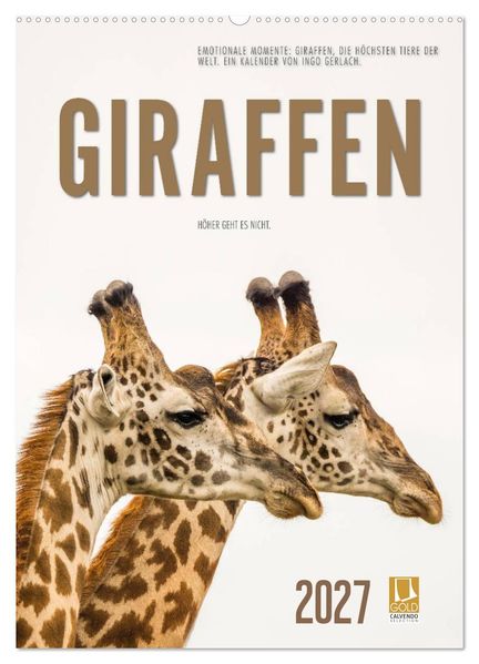 Emotionale Momente: Giraffen die höchsten Tiere der Welt. (Wandkalender 2027 DIN A2 hoch) CALVENDO Monatskalender