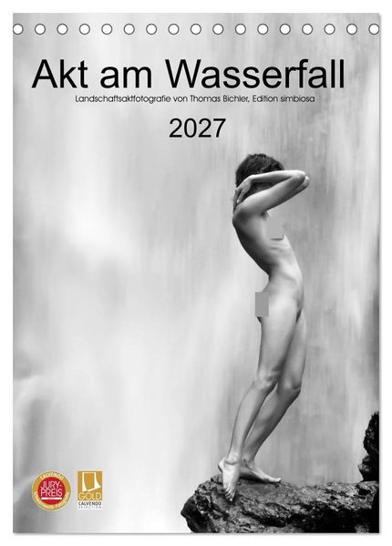 Akt am Wasserfall (Tischkalender 2027 DIN A5 hoch) CALVENDO Monatskalender