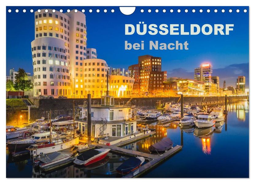 Düsseldorf bei Nacht (Wandkalender 2027 DIN A4 quer) CALVENDO Monatskalender