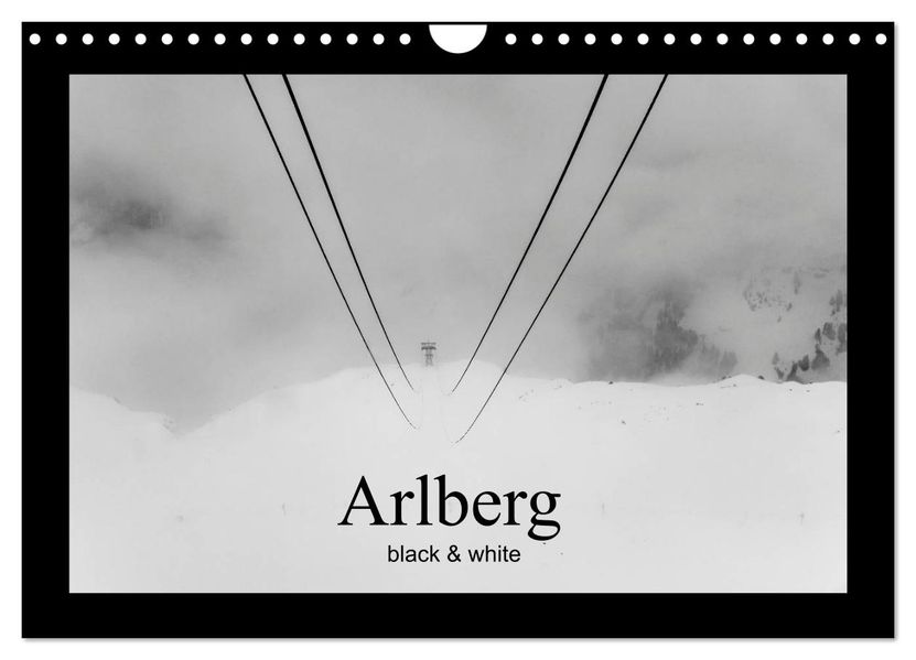 Arlberg black and white (Wandkalender 2027 DIN A4 quer) CALVENDO Monatskalender