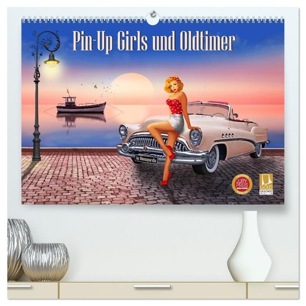 Pin-Up Girls und Oldtimer by Mausopardia (hochwertiger Premium Wandkalender 2027 DIN A2 quer) Kunstdruck in Hochglanz
