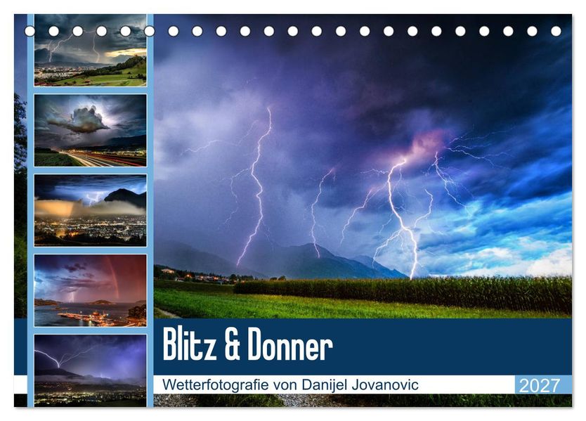 Blitz & Donner (Tischkalender 2027 DIN A5 quer) CALVENDO Monatskalender