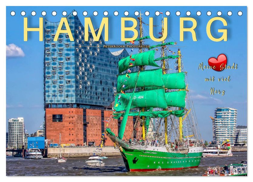 Hamburg - meine Stadt mit viel Herz (Tischkalender 2027 DIN A5 quer) CALVENDO Monatskalender