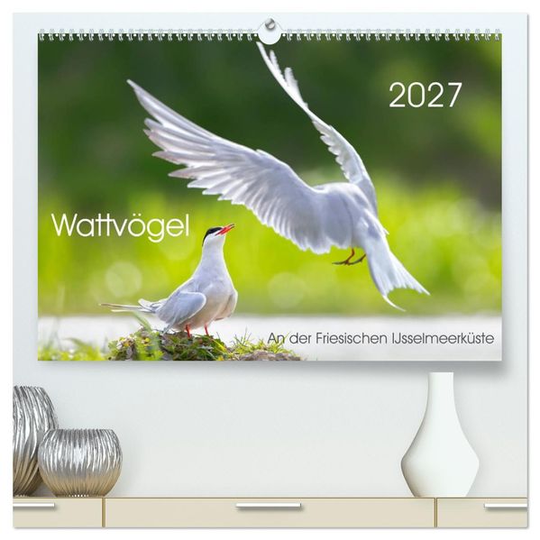 Wattvögel an der Friesischen IJsselmeerküste (hochwertiger Premium Wandkalender 2027 DIN A2 quer) Kunstdruck in Hochglanz