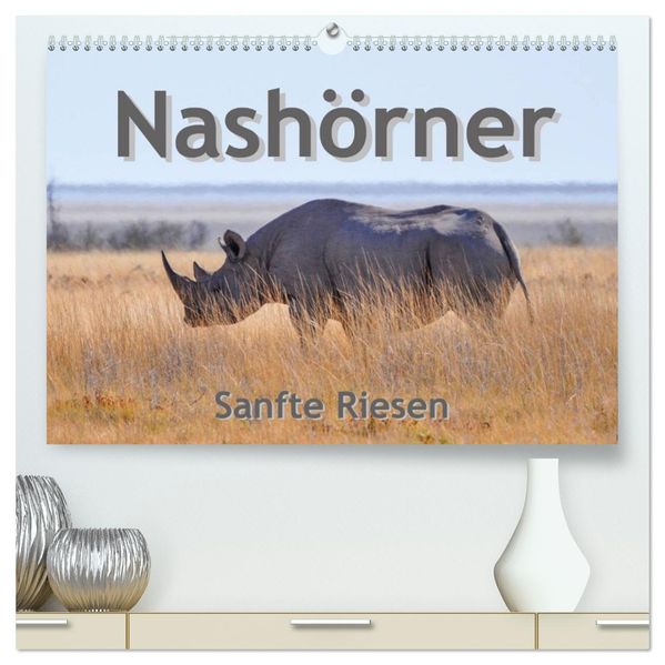 Nashörner - Sanfte Riesen (hochwertiger Premium Wandkalender 2027 DIN A2 quer) Kunstdruck in Hochglanz