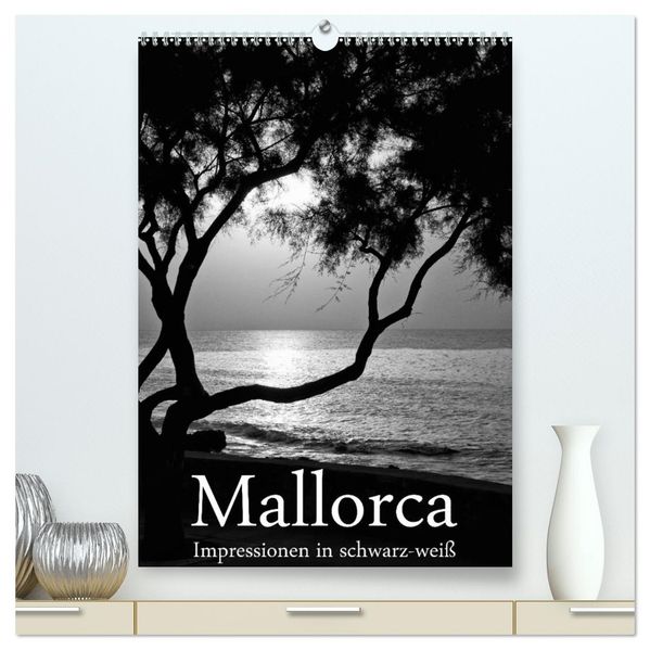 Mallorca Impressionen in schwarz-weiß (hochwertiger Premium Wandkalender 2027 DIN A2 hoch) Kunstdruck in Hochglanz