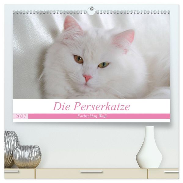 Die Perserkatze - Farbschlag Weiß (hochwertiger Premium Wandkalender 2027 DIN A2 quer) Kunstdruck in Hochglanz