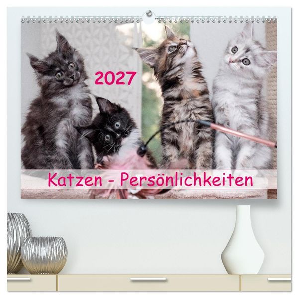 Katzen Persönlichkeiten 2027 (hochwertiger Premium Wandkalender 2027 DIN A2 quer) Kunstdruck in Hochglanz