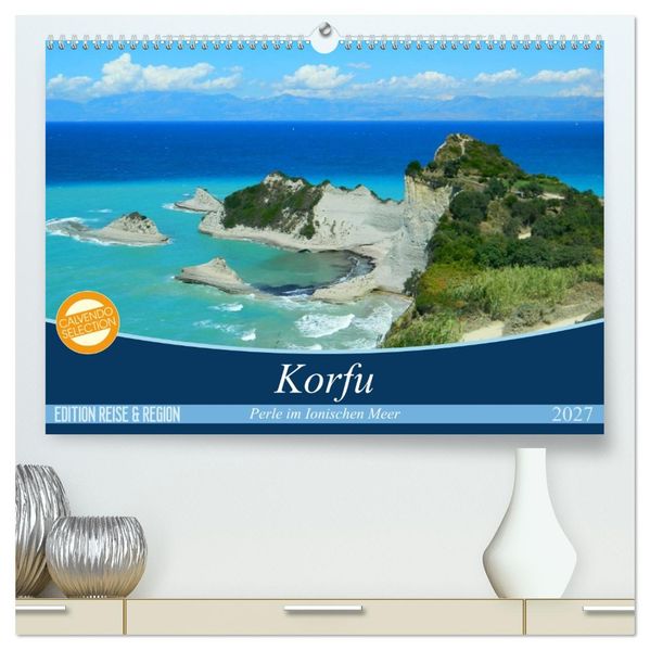 Korfu Perle im Ionischen Meer (hochwertiger Premium Wandkalender 2027 DIN A2 quer) Kunstdruck in Hochglanz