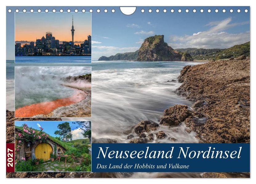 Neuseeland Nordinsel - Das Land der Hobbits und Vulkane (Wandkalender 2027 DIN A4 quer) CALVENDO Monatskalender