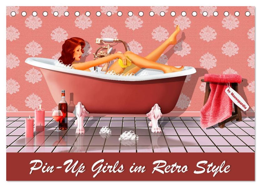 Pin-Up Girls im Retro Style by Mausopardia (Tischkalender 2027 DIN A5 quer) CALVENDO Monatskalender