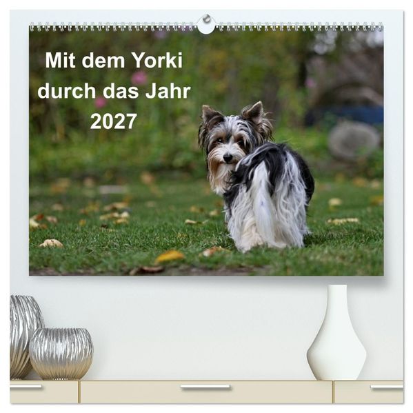 Mit dem Yorki durch das Jahr 2027 (hochwertiger Premium Wandkalender 2027 DIN A2 quer) Kunstdruck in Hochglanz