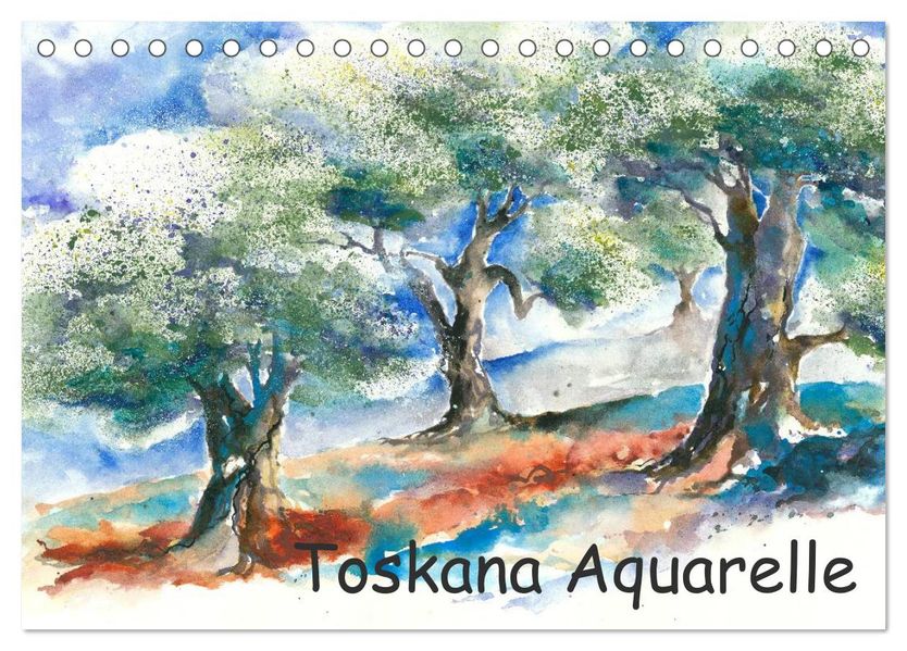 Toskana Aquarelle (Tischkalender 2027 DIN A5 quer) CALVENDO Monatskalender