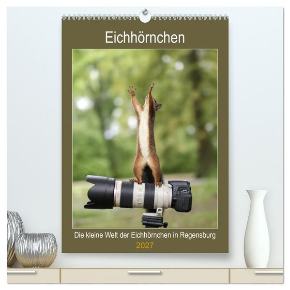 Die kleine Welt der Eichhörnchen in Regensburg (hochwertiger Premium Wandkalender 2027 DIN A2 hoch) Kunstdruck in Hochglanz