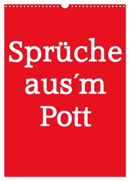 Sprüche ausm Pott (Wandkalender 2027 DIN A3 hoch) CALVENDO Monatskalender