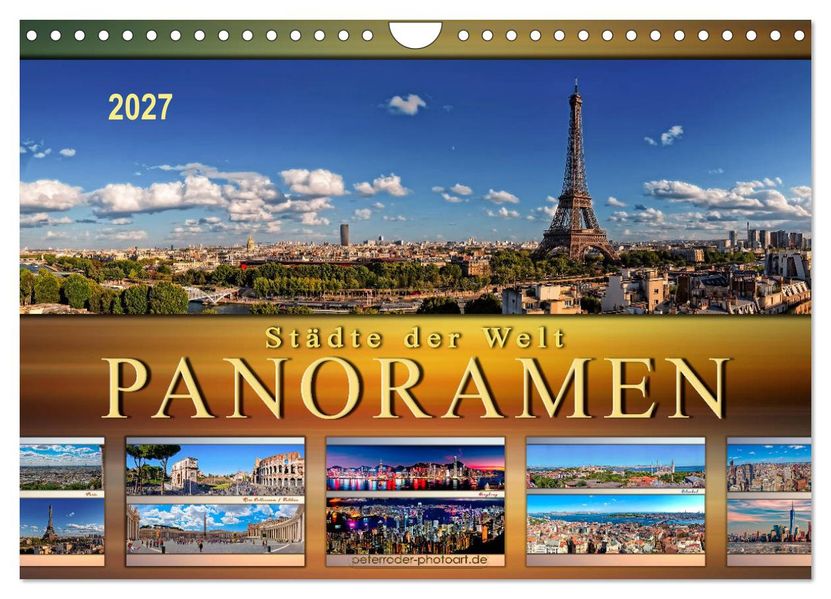 Städte der Welt Panoramen (Wandkalender 2027 DIN A4 quer) CALVENDO Monatskalender