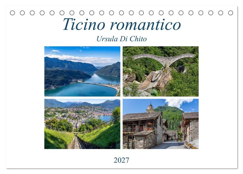 Ticino romantico (Tischkalender 2027 DIN A5 quer) CALVENDO Monatskalender