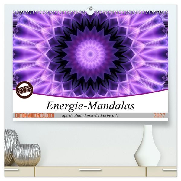 Energie - Mandalas Spiritualität durch die Farbe Lila (hochwertiger Premium Wandkalender 2027 DIN A2 quer) Kunstdruck in Hochglanz