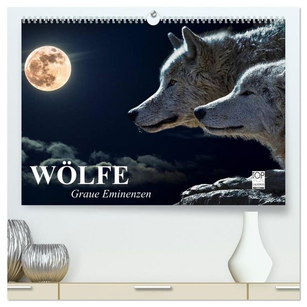 Wölfe. Graue Eminenzen (hochwertiger Premium Wandkalender 2027 DIN A2 quer) Kunstdruck in Hochglanz