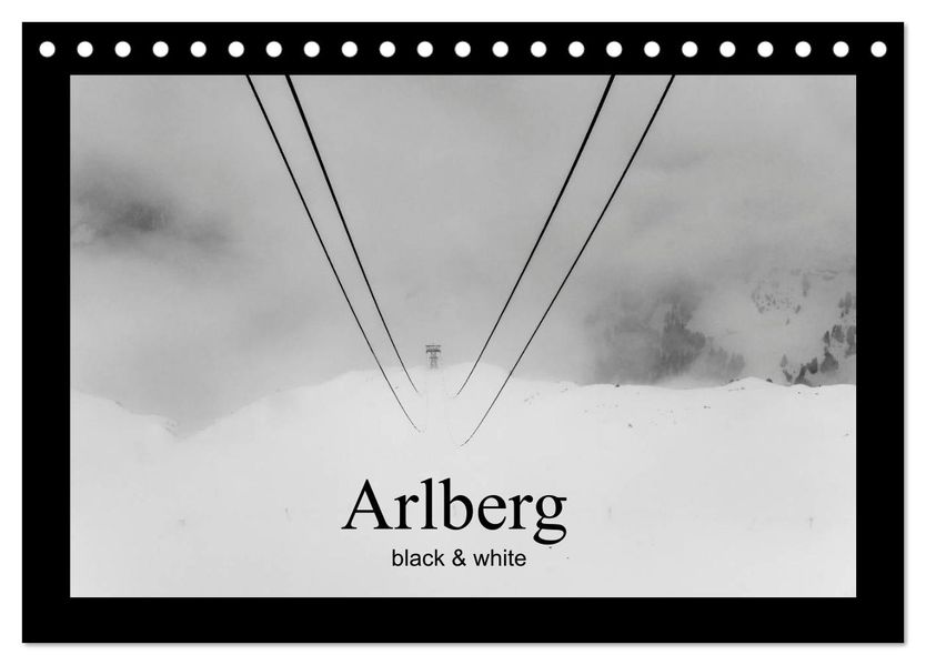Arlberg black and white (Tischkalender 2027 DIN A5 quer) CALVENDO Monatskalender