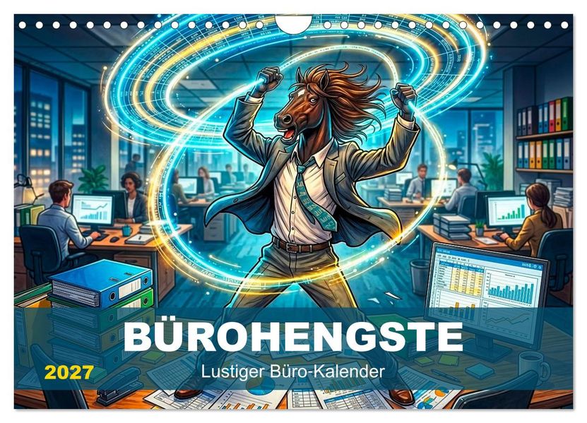 Bürohengste - Lustiger BüroKalender (Wandkalender 2027 DIN A4 quer) CALVENDO Monatskalender