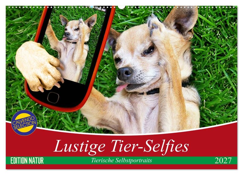 Lustige Tier-Selfies. Tierische Selbstportraits (Wandkalender 2027 DIN A2 quer) CALVENDO Monatskalender
