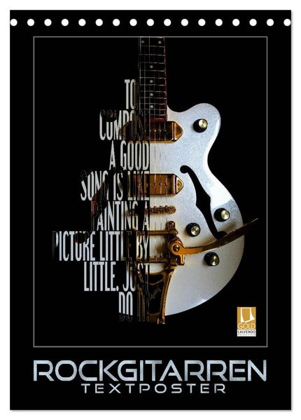 Rockgitarren Textposter (Tischkalender 2027 DIN A5 hoch) CALVENDO Monatskalender