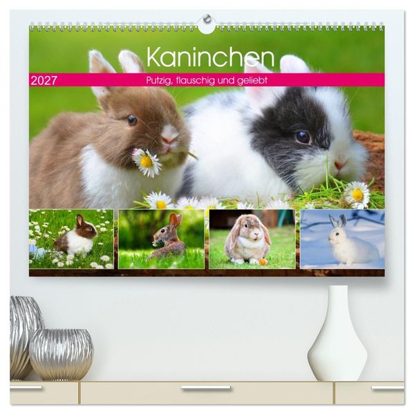 Kaninchen. Putzig flauschig und geliebt (hochwertiger Premium Wandkalender 2027 DIN A2 quer) Kunstdruck in Hochglanz