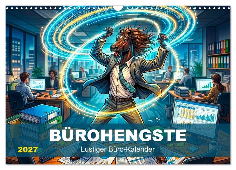 Bürohengste - Lustiger BüroKalender (Wandkalender 2027 DIN A3 quer) CALVENDO Monatskalender