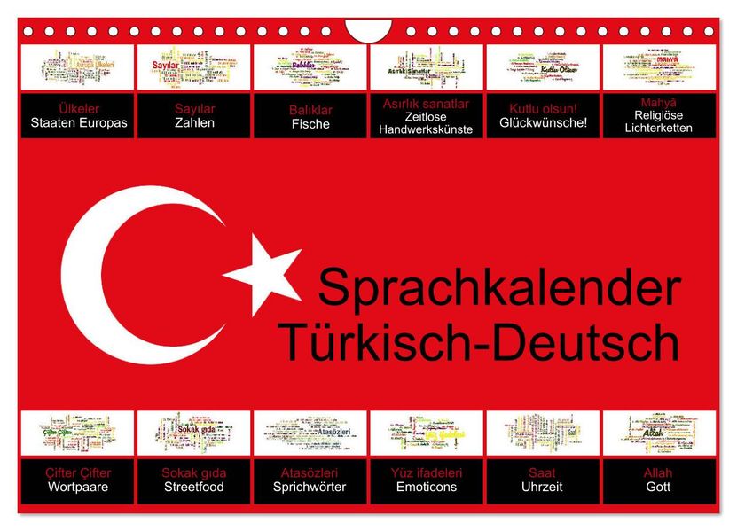 Sprachkalender Türkisch-Deutsch (Wandkalender 2027 DIN A4 quer) CALVENDO Monatskalender