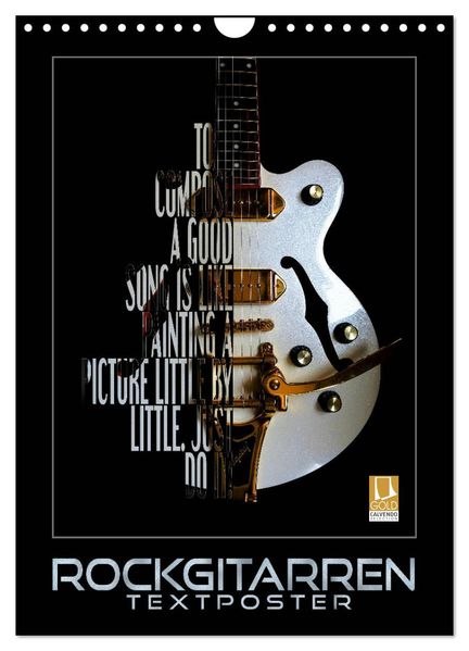 Rockgitarren Textposter (Wandkalender 2027 DIN A4 hoch) CALVENDO Monatskalender