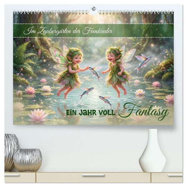 Im Zaubergarten der Feenkinder (hochwertiger Premium Wandkalender 2027 DIN A2 quer) Kunstdruck in Hochglanz