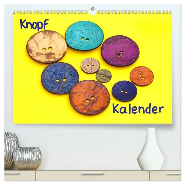 Knopfkalender (hochwertiger Premium Wandkalender 2027 DIN A2 quer) Kunstdruck in Hochglanz