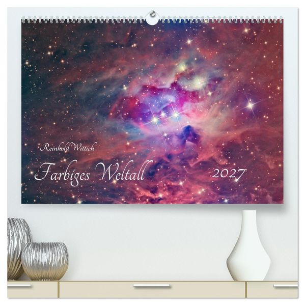 Farbiges Weltall (hochwertiger Premium Wandkalender 2027 DIN A2 quer) Kunstdruck in Hochglanz