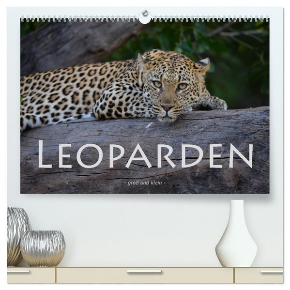 Leoparden - groß und klein (hochwertiger Premium Wandkalender 2027 DIN A2 quer) Kunstdruck in Hochglanz