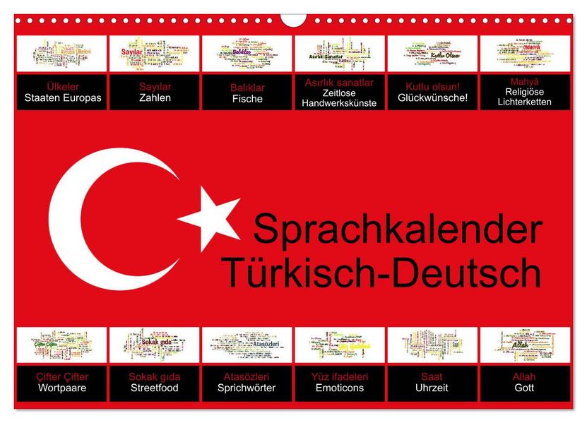 Sprachkalender Türkisch-Deutsch (Wandkalender 2027 DIN A3 quer) CALVENDO Monatskalender
