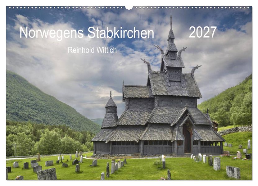 Norwegens Stabkirchen (Wandkalender 2027 DIN A2 quer) CALVENDO Monatskalender