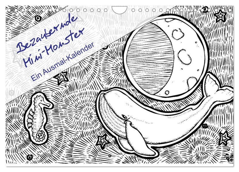 Bezaubernde Mini-Monster - Ein Ausmal-Kalender (Wandkalender 2027 DIN A4 quer) CALVENDO Monatskalender