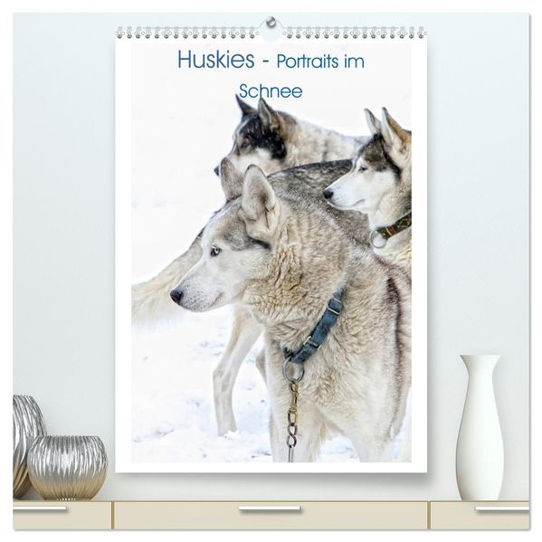 Huskies - Portraits im Schnee (hochwertiger Premium Wandkalender 2027 DIN A2 hoch) Kunstdruck in Hochglanz