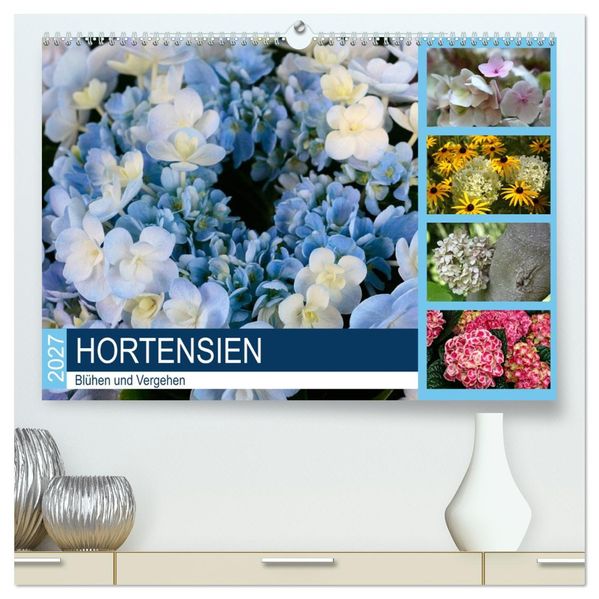 Hortensien Blühen und Vergehen (hochwertiger Premium Wandkalender 2027 DIN A2 quer) Kunstdruck in Hochglanz