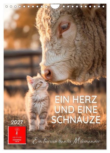 Ein Herz und eine Schnauze - Ein tierisch buntes Miteinander (Wandkalender 2027 DIN A4 hoch) CALVENDO Monatskalender
