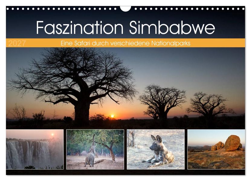 Faszination Simbabwe (Wandkalender 2027 DIN A3 quer) CALVENDO Monatskalender