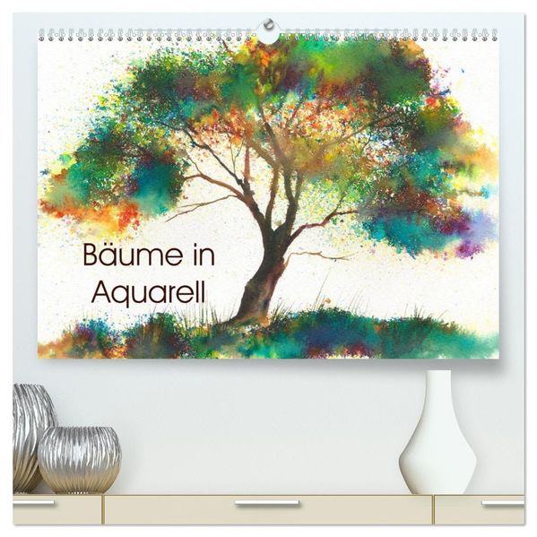 Bäume in Aquarell (hochwertiger Premium Wandkalender 2027 DIN A2 quer) Kunstdruck in Hochglanz