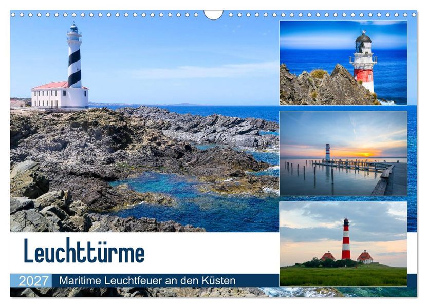 Leuchttürme - Maritime Leuchtfeuer an den Küsten (Wandkalender 2027 DIN A3 quer) CALVENDO Monatskalender