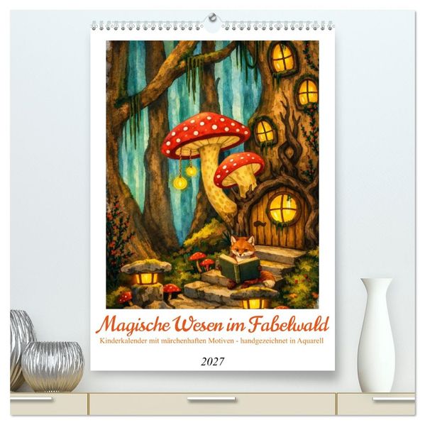 Magische Wesen im Fabelwald (hochwertiger Premium Wandkalender 2027 DIN A2 hoch) Kunstdruck in Hochglanz